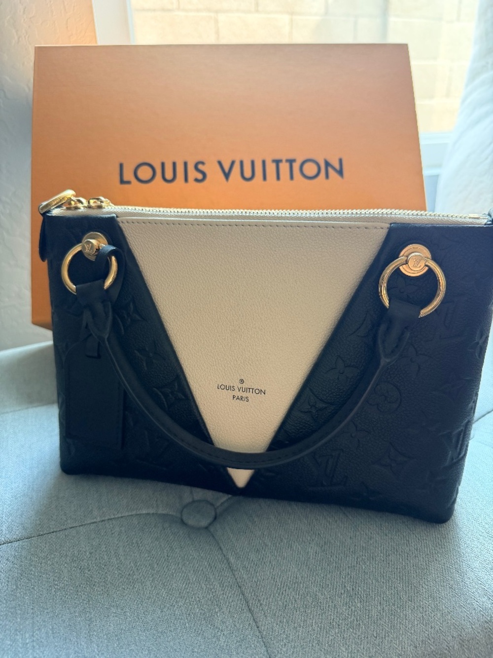 Louis Vuitton Black/Beige Monogram Satchel Top Handle